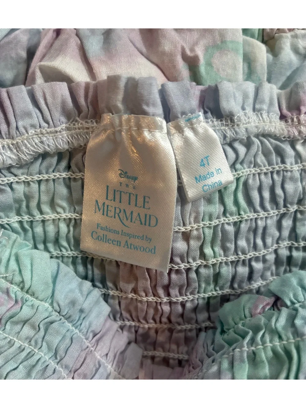 Disney Little Mermaid Pastel Watercolor Smocked Matching Outfit Set Girls 4T